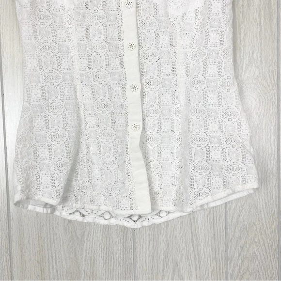 Cabi | White Button Down Lace Sleeveless Cluny Blouse Size XS - Picture 7 of 14